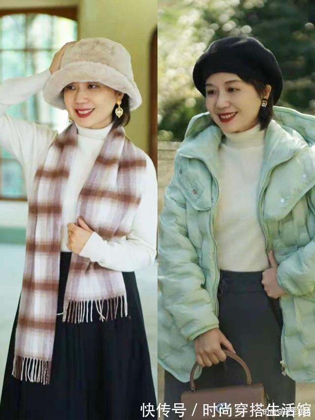 保暖 40、50岁中年女人,冬天这么穿羽绒服,不装嫩也不显老,真美