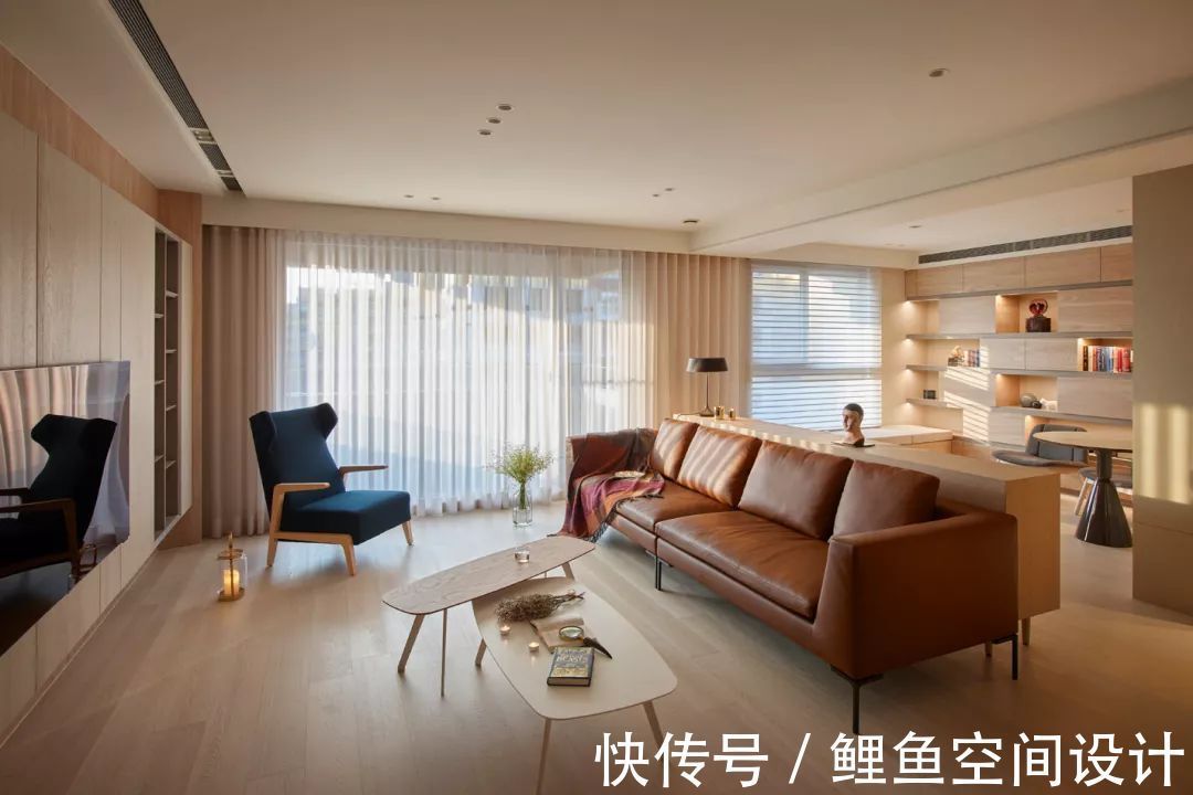 客厅|180㎡现代简约，暖色调的浪漫，温馨舒适自然