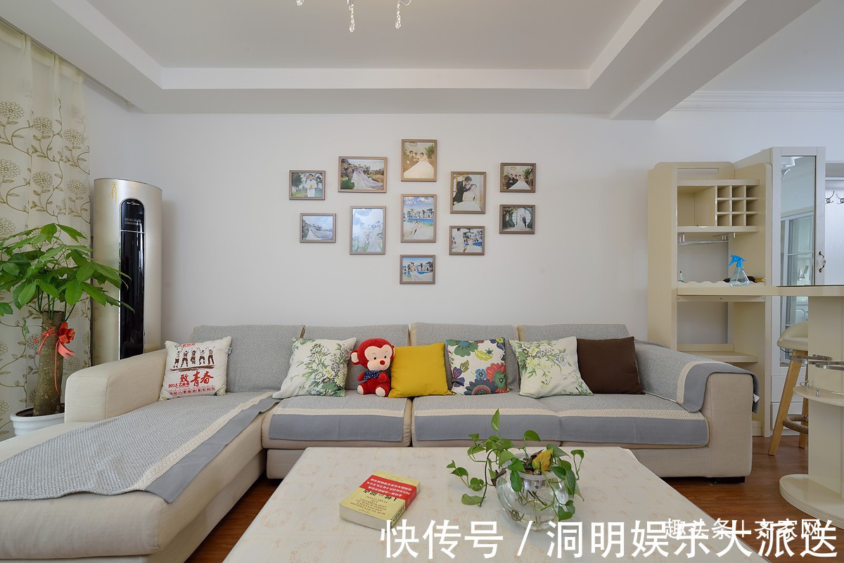 混搭|简约混搭二居,客厅照片墙存储家庭回忆,U型厨房设计,方便实用