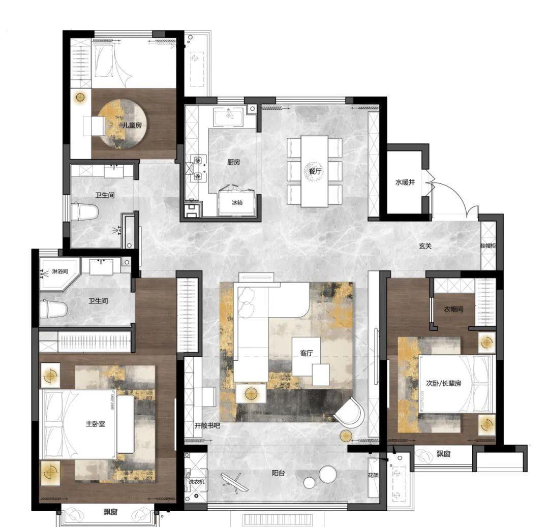 现代|138㎡现代轻奢风就得这么装,空间层次分明,舒适又高级
