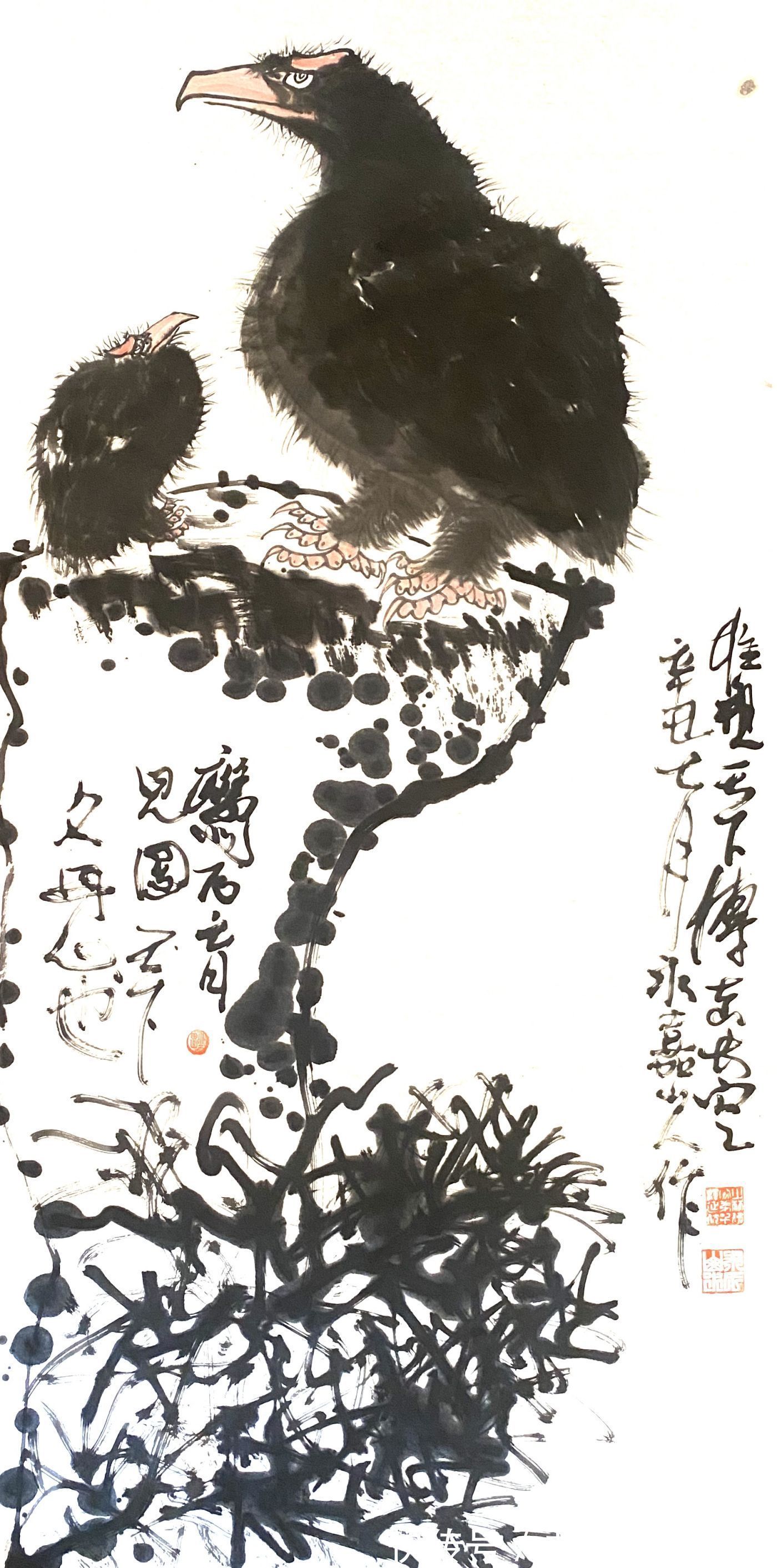 爱德华|笔下雄鹰俊,翼展能冲天——国画家、画鹰大家、指墨画艺术大师朱祖国