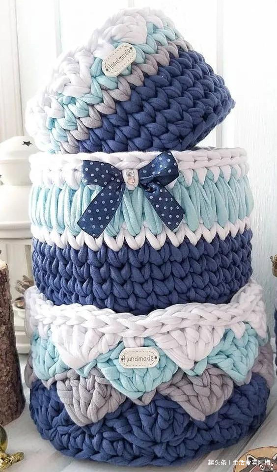 布条这样钩织，快速变收纳筐，放家里不好用吗DIY编织附教程