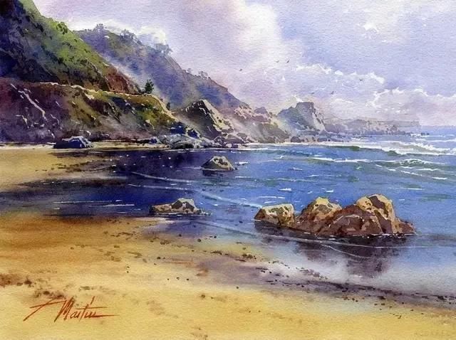 水色|西班牙艺术家的水彩风景画水色交融、生动自然,太迷人了