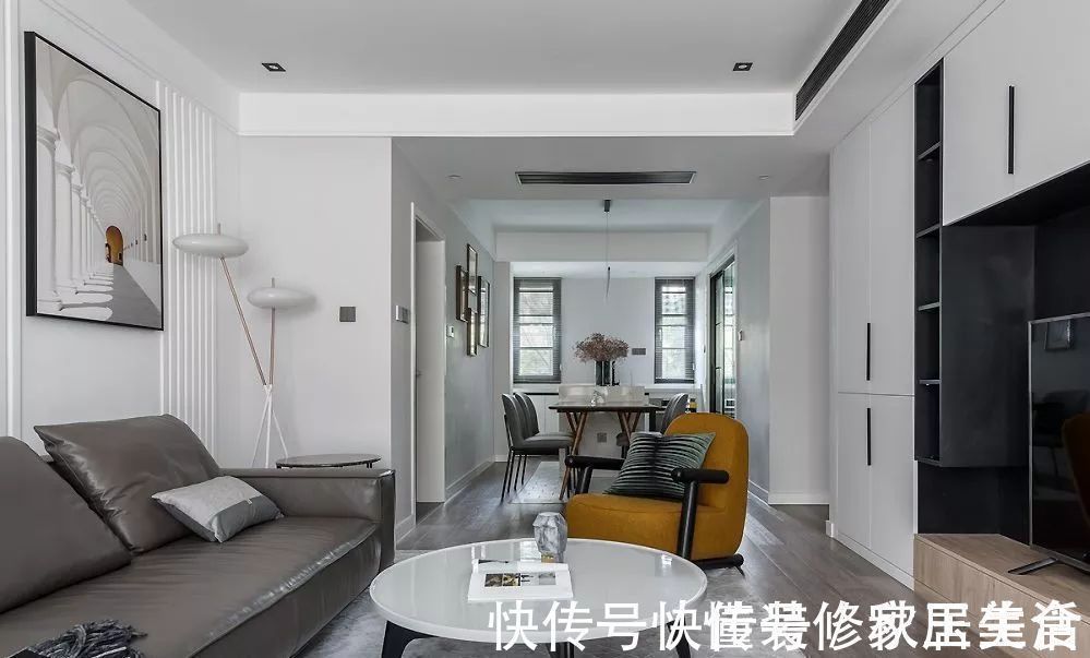 效果图|110㎡现代风格装修效果图,简约舒适的小资格调!