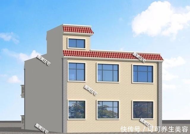 农村|两层简约农村别墅,平屋面做法,厨房餐厅不放主屋内!