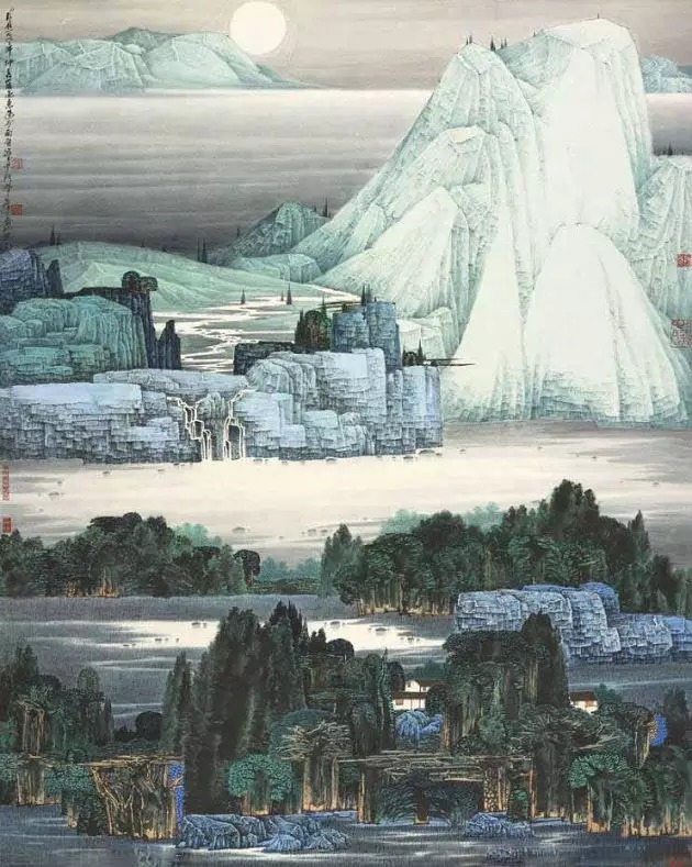 山水画$“江南鬼才”笔下的工笔山水画,色彩丰富,太震撼了!
