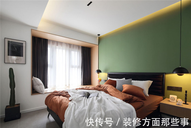 卧室|121平北欧风三居室,客厅没有电视,投影的幕布居然藏在吊顶里