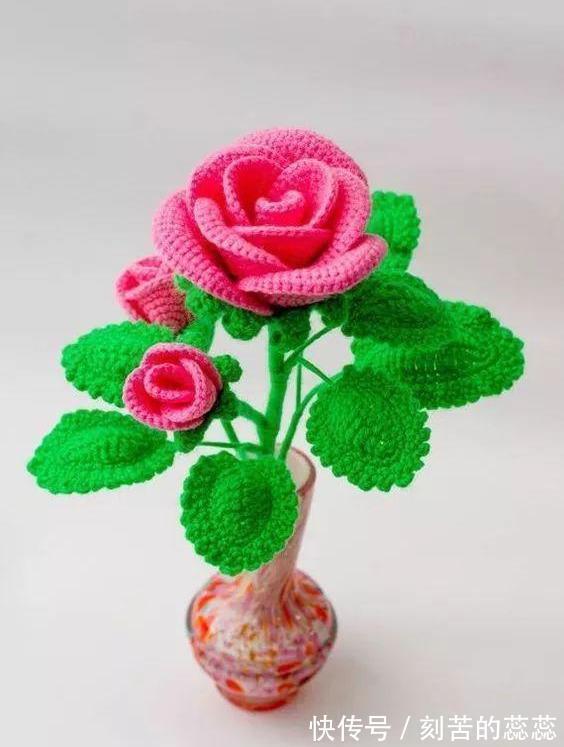 钩针玫瑰花,这么漂亮的花,都是一针一线钩出来的!附图解教程