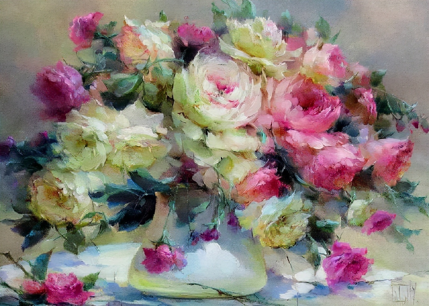 vladimir!俄罗斯画家弗拉基米尔· 巴比奇把花束画得如此之美,妖艳