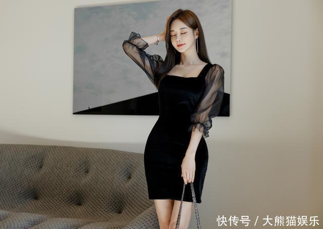 清雅|时尚孙允珠,薄雾萦绕金丝绒连衣裙,打造清雅气质