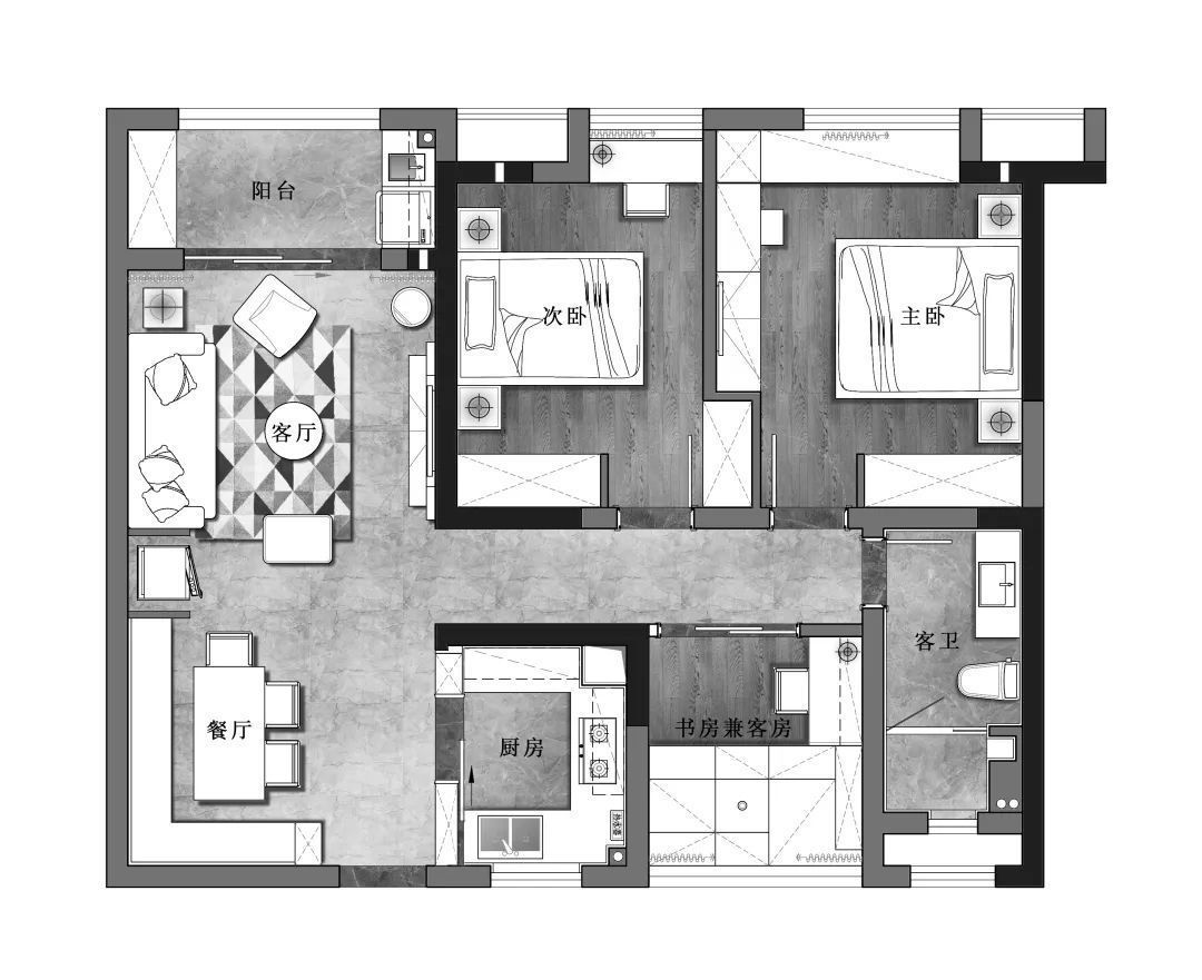 优雅|98㎡简约美式+北欧，成熟优雅的空间，布置舒适温情的家具