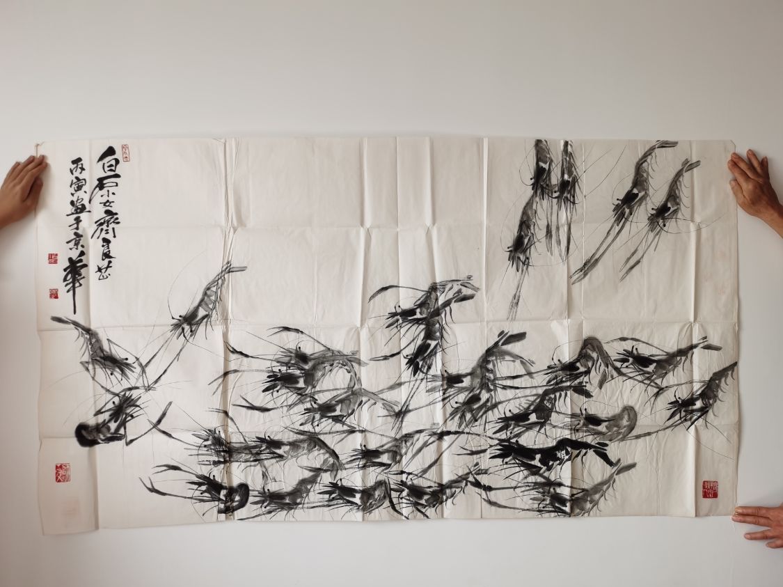 招财进宝#齐白石再传弟子-少白公子汤发周分享:自藏师父齐白石小女-齐良芷的最新横轴书画作品