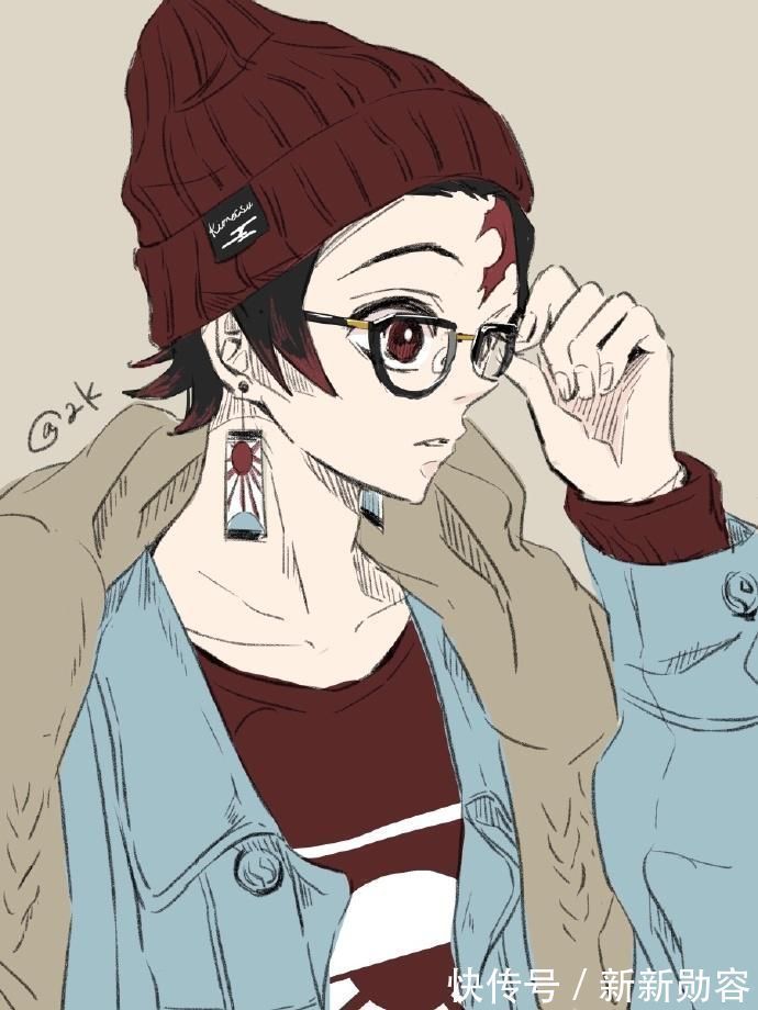 少年感|当《鬼灭之刃》角色戴眼镜,伊之助少年感满满,无惨变得斯文帅气
