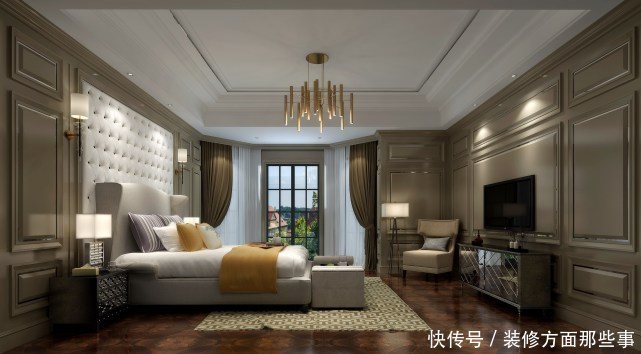 现代风|124平现代风五室设计,衣帽间使用谷仓门跳色来增加空间的气氛