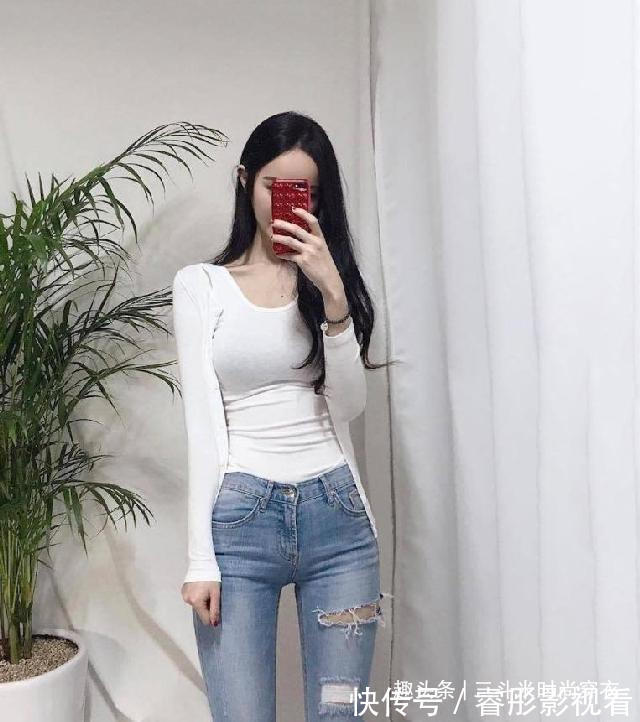 身材|牛仔裤藏肉更是显高,身材苗条婀娜,减龄显瘦优雅动人!