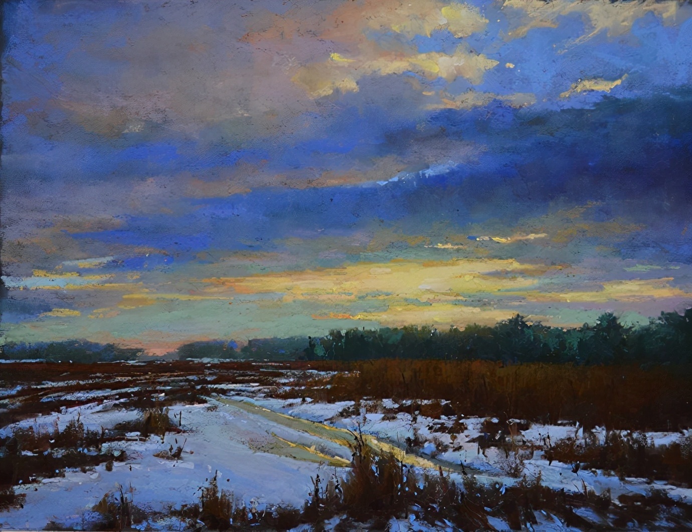 美国#美国艺术家阿奎尔柔和的风景油画,画里充满了阳光温馨美好