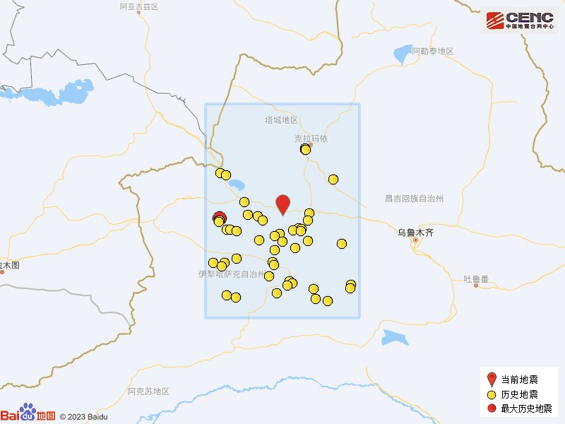 新疆塔城地区乌苏市发生3.6级地震，震源深度10公里