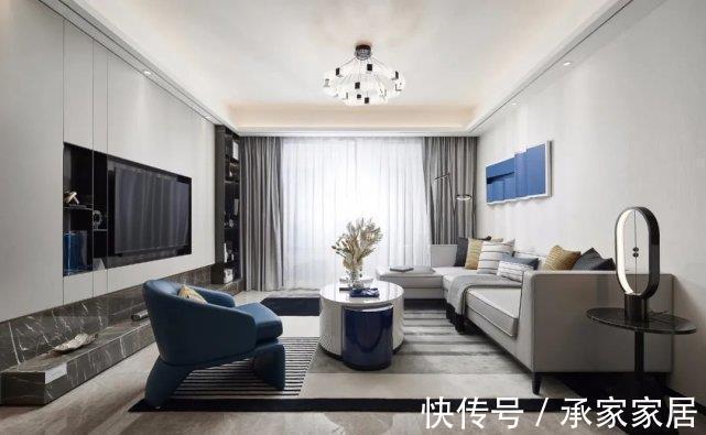 客厅|140平现代风三居室,客厅大气沉稳又不乏时尚气质
