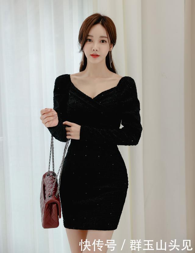 肩包|墨染毛呢绒面一字肩包臀裙,冬天里的一股暖流