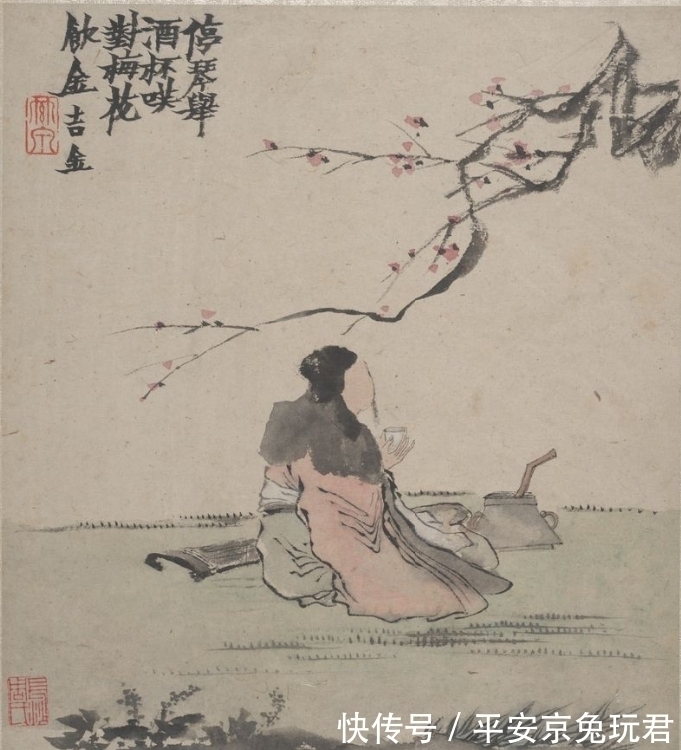 消夏图#可可爱爱,金农图中的生动趣味,这是个有趣的老头