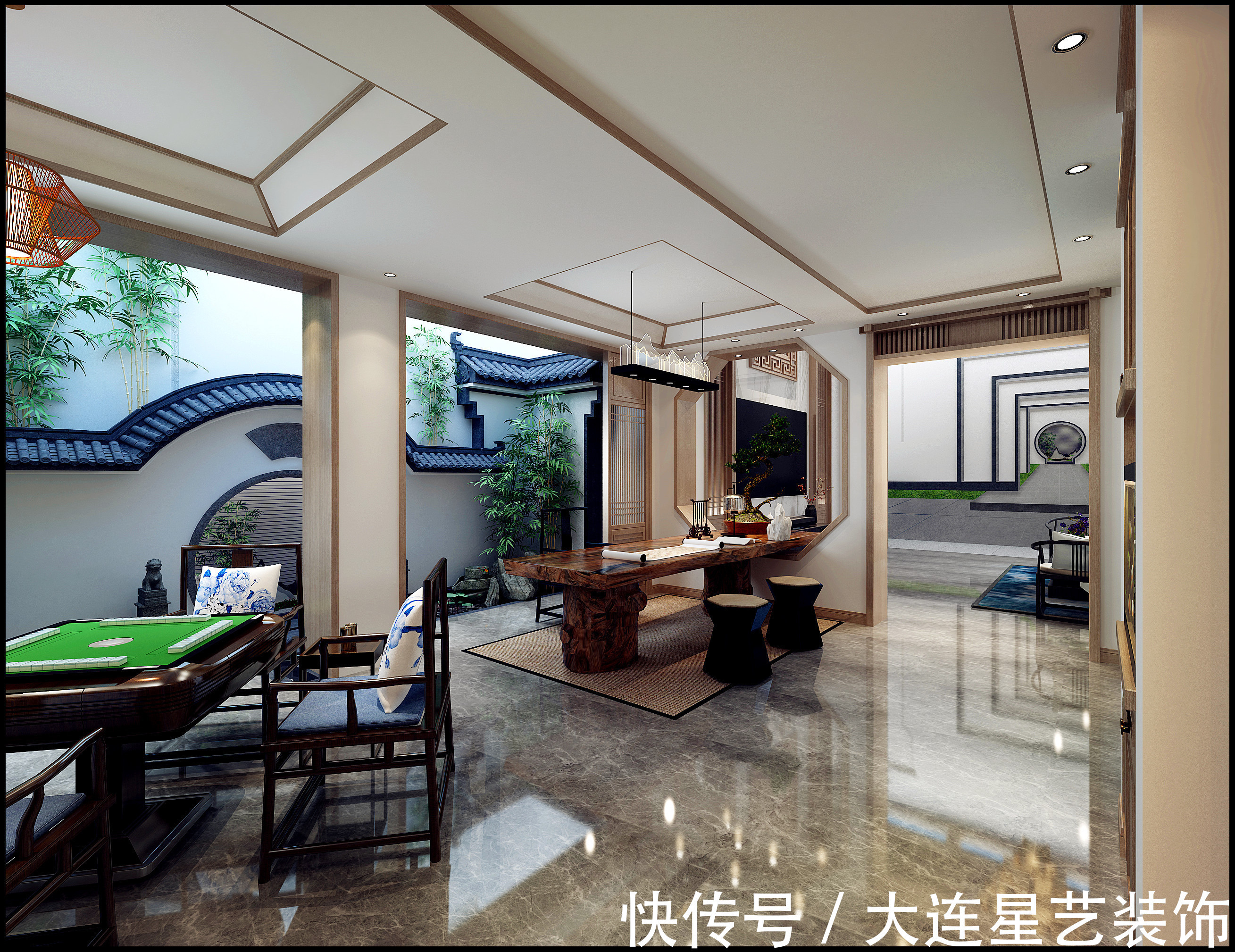 中式美式混搭风格|大连别墅装修| 四世同堂