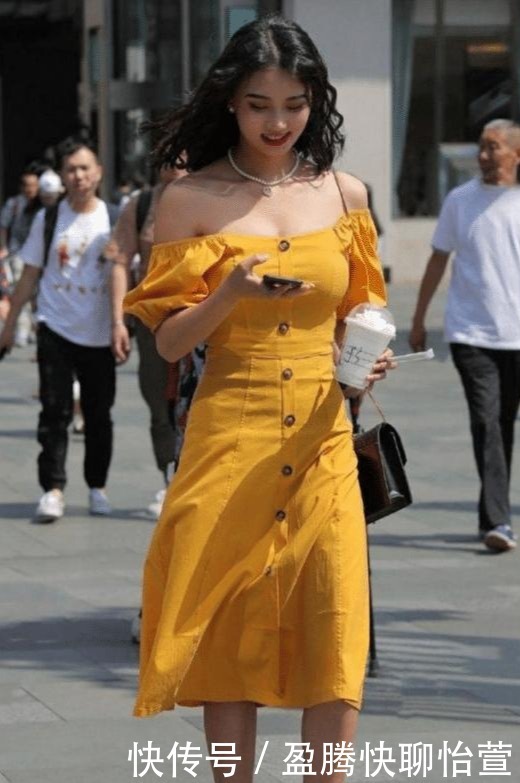 连衣裙|复古女郎穿“姜黄色连衣裙”,这气质像极了王妃贵族