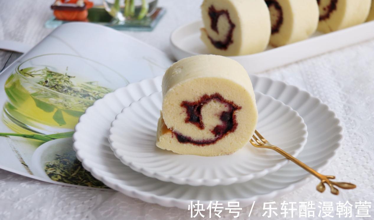 蓝莓酱|自制蓝莓蛋糕卷,做法不难,味道比买的强多了