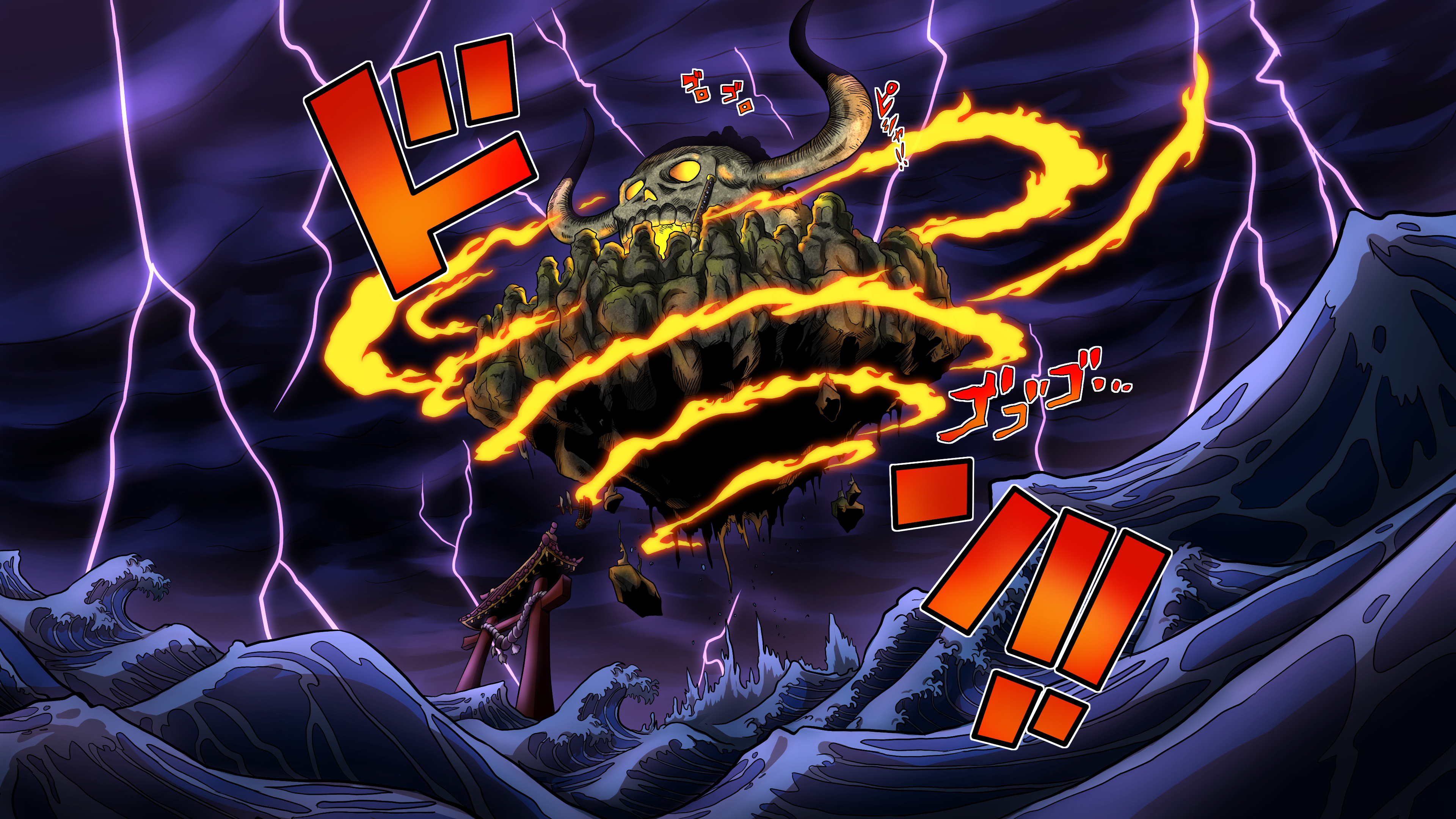 凯多|海贼王1027话,路飞又要单挑凯多,烬灾面具破碎,鬼岛开始崩坏