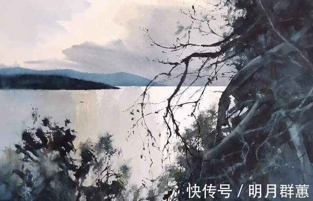 萨奇#这般光色朦胧的水彩风景，唯美得能让你深陷其中！