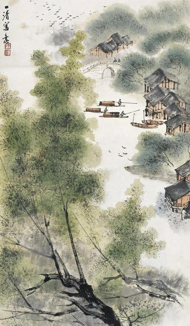 意象@“天人合一”的山水画,“树”为常见意象,如何入笔可显层次