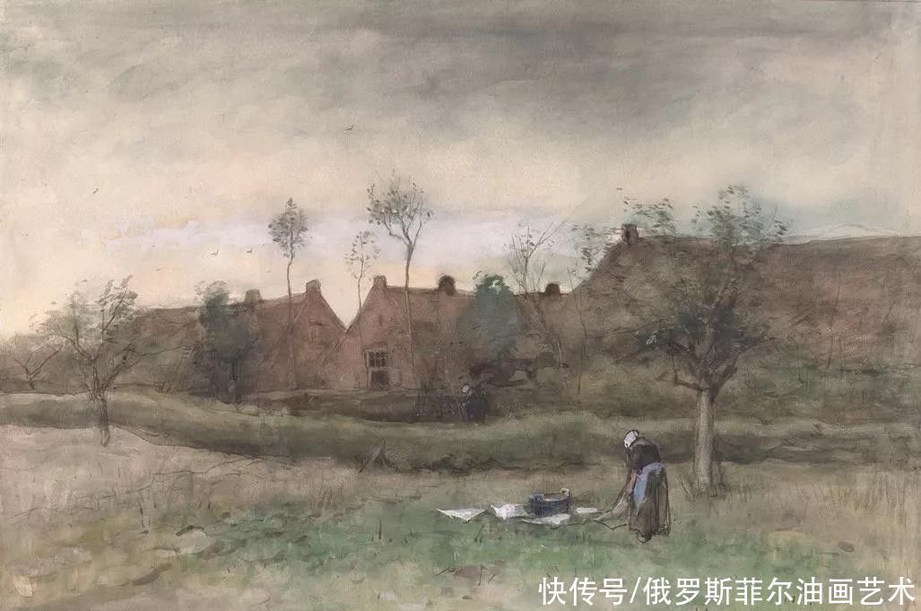 盛开的桃花|荷兰画家,海牙画派的代表人物~梵高妹夫的风景油画作品欣赏