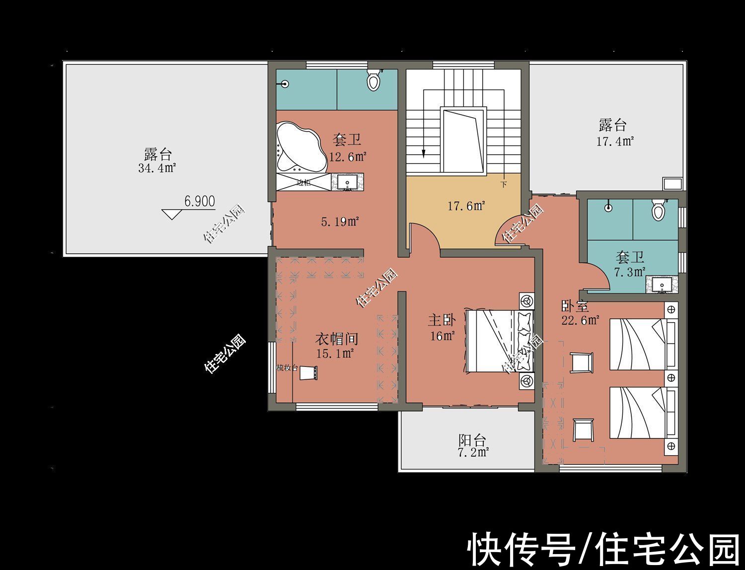 平面|推荐10套带旋转楼梯的农村别墅,楼梯做螺旋设计,美观又大气