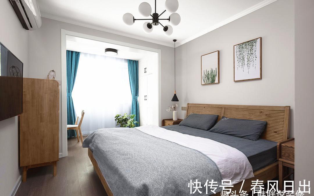 主卧室|四口之家的78㎡新房,总共16万装出小三房,赠送的露台是最大亮点