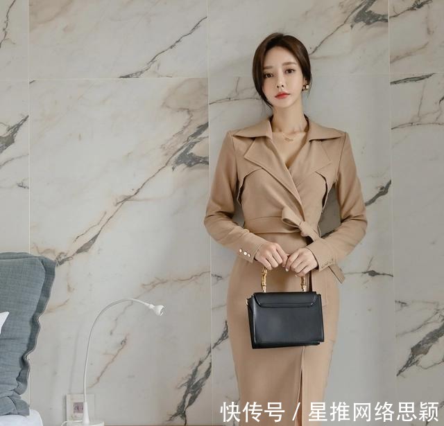 知性|潮流穿搭：简式英伦折叠秋岚絮带长风衣，孙允珠的穿搭知性女人味