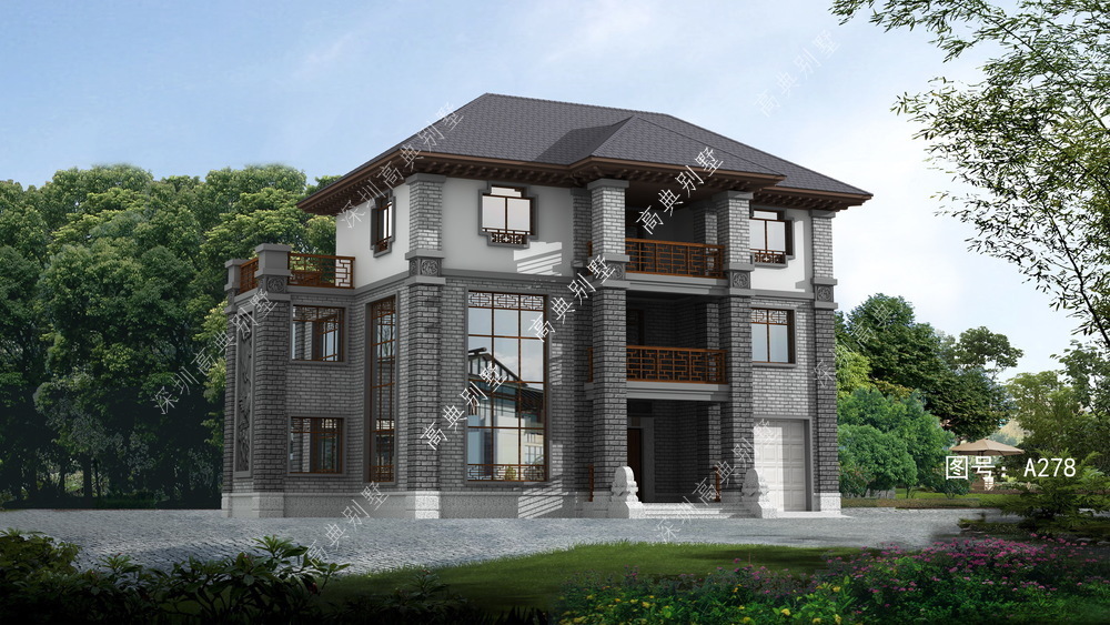 这款耐看的三层中式别墅,户型方正,外观简约大气。