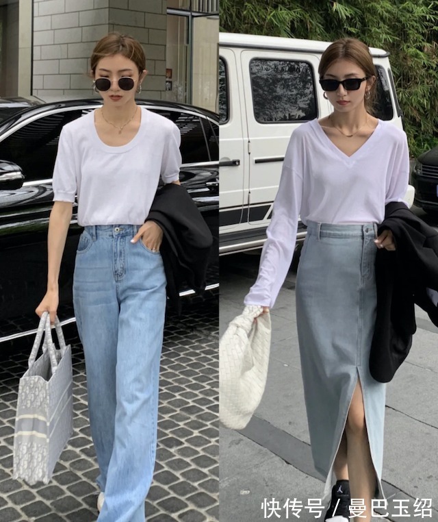 小个子|T恤不一定配裙子才好看，搭这4条裤子，时髦显瘦，小个子都爱了