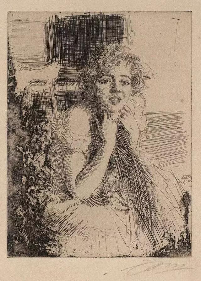 素描&20世纪初北欧著名素描大师，寥寥数笔就能捕捉到人物的神态，被誉为“线条的指挥家”