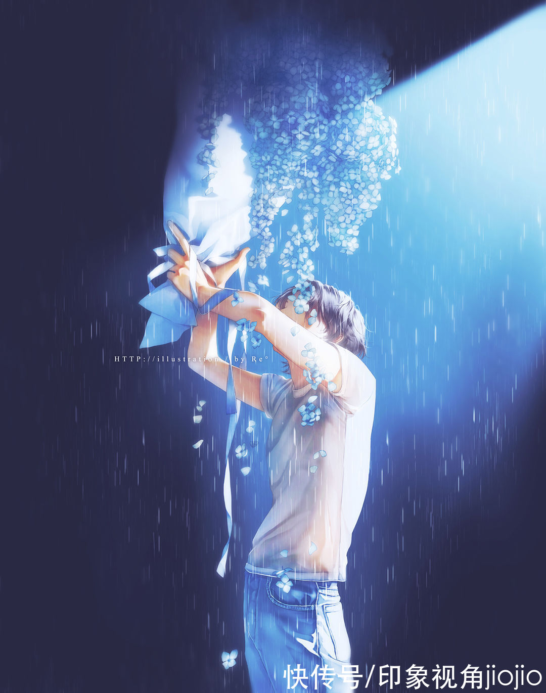 光影！光影中的美少年插画，淡淡的色彩表达颇具美感