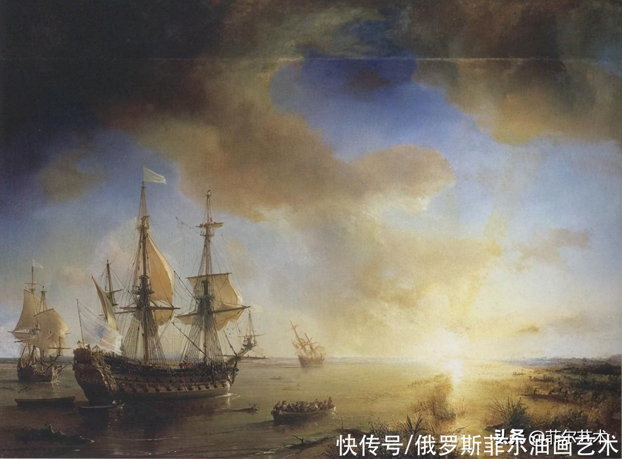 浪漫主义！法国画家让·安托万·西奥多·德古丁海战、海景油画艺术作品欣赏