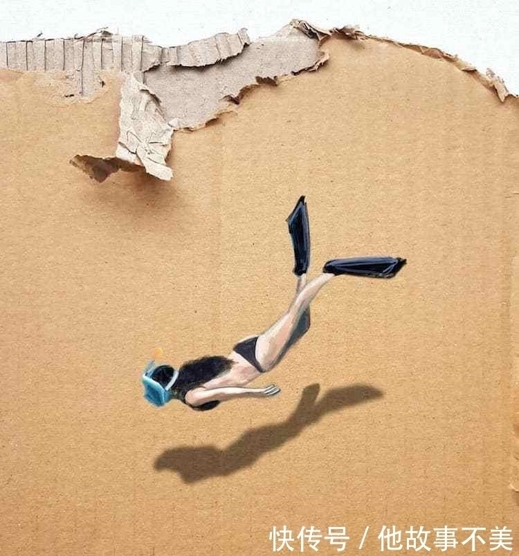 golchini|她捡来几个“烂纸箱”,画上游泳的小人,瞬间变成了艺术品