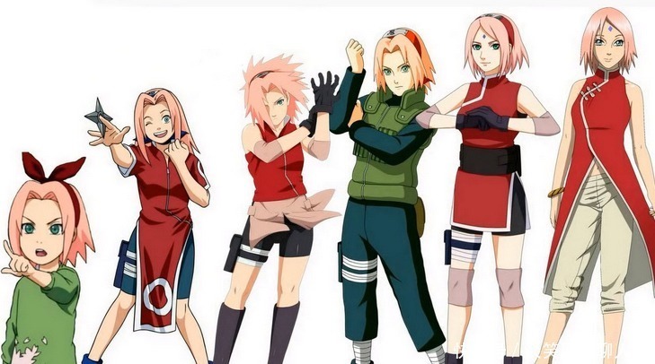 春野樱|火影忍者角色从小到大成长图,佐助长残成大叔,井野越长越美