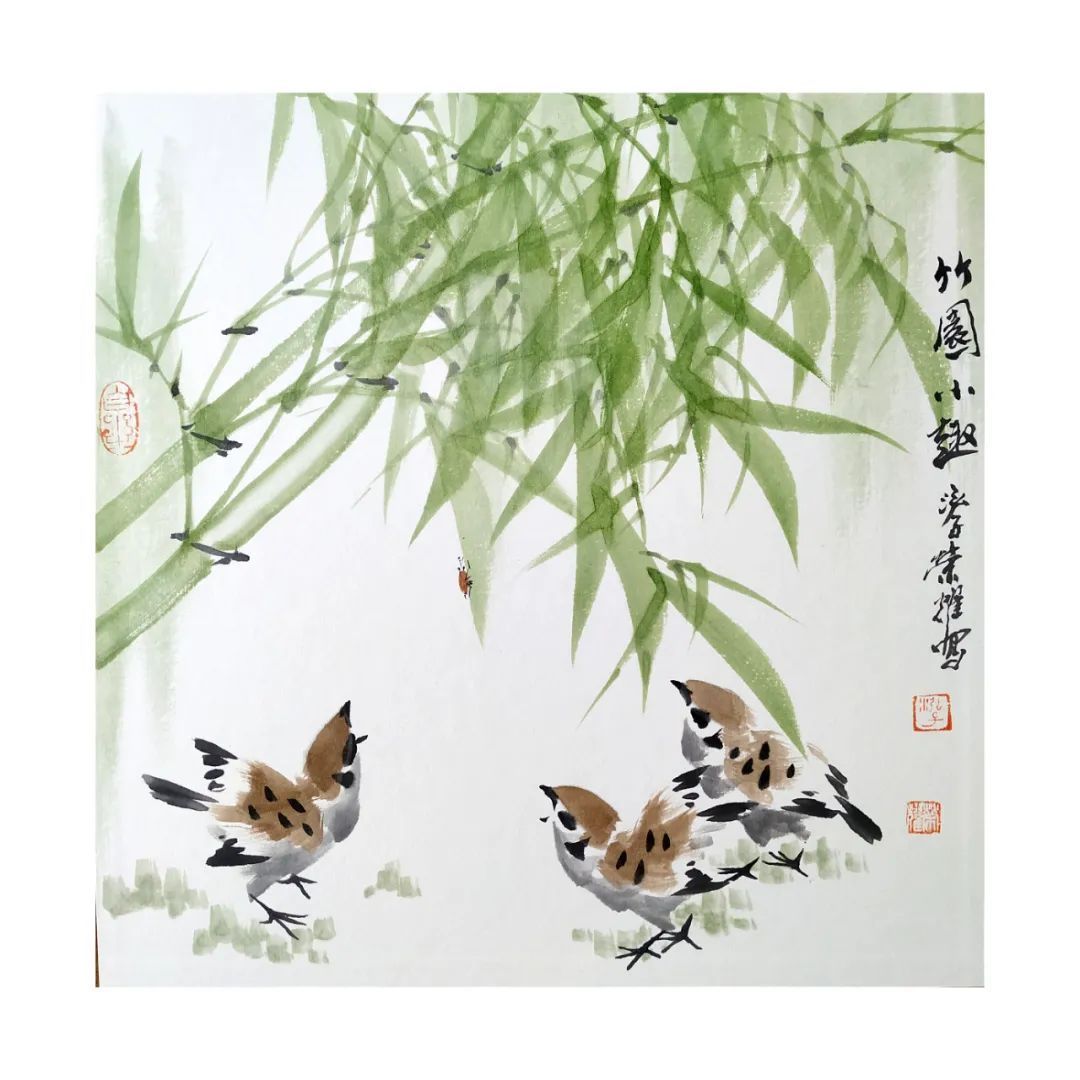 研究员!朱荣耀《壬寅新春,竹报平安》系列小品