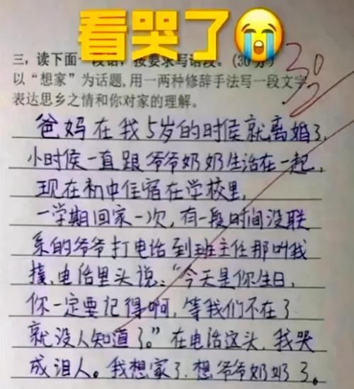 小学生作文《我的爷爷》走红，只用26个字，就让人“心尖一颤”