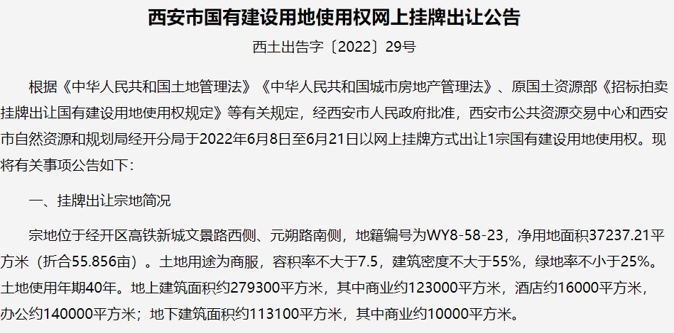 国有建设用地使用权|经开区高铁新城55.856亩商服用地挂牌出让