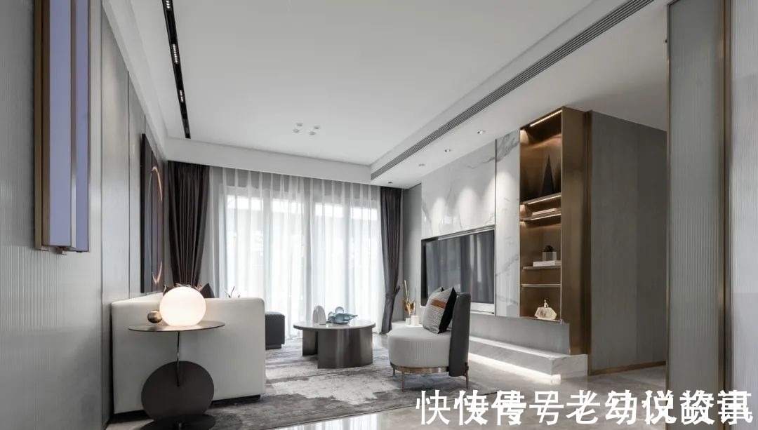 电视墙|100㎡现代轻奢,清淡优雅高级灰,时尚精致好舒适