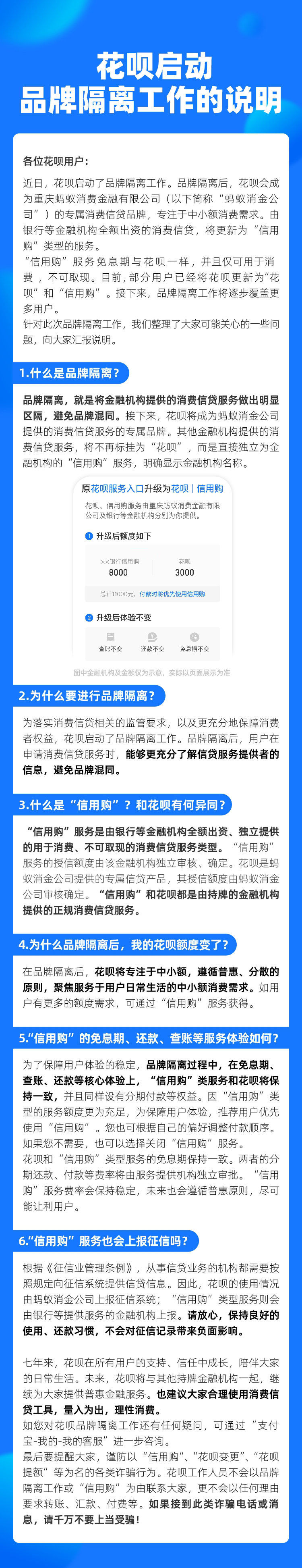 品牌|借呗整改后，蚂蚁宣布“花呗”启动品牌隔离，部分用户额度已降低