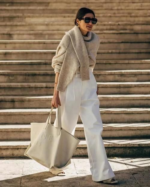 2021年开春，你穿毛衣+阔腿裤的样子，真的时髦炸了！