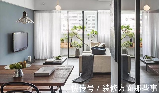 电视柜|93平现代简约风客厅和阳台采用玻璃门,隔开浪漫伴随每个日夜