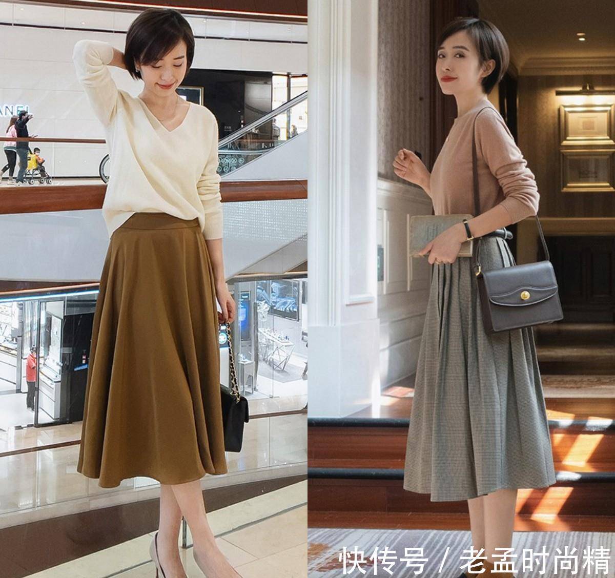 伞裙 立春,穿“半身裙”很有女人味,但要选对款式、搭对上衣才更优雅