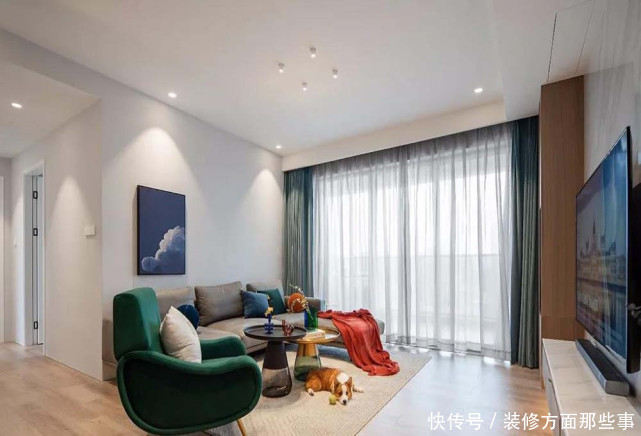 端景柜|153平现代风设计端景柜打破墙柜沉闷感,收纳美观两不误